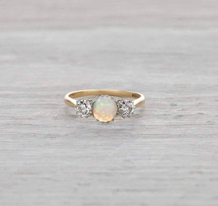 Opal & Diamond Edwardian Engagement Ring