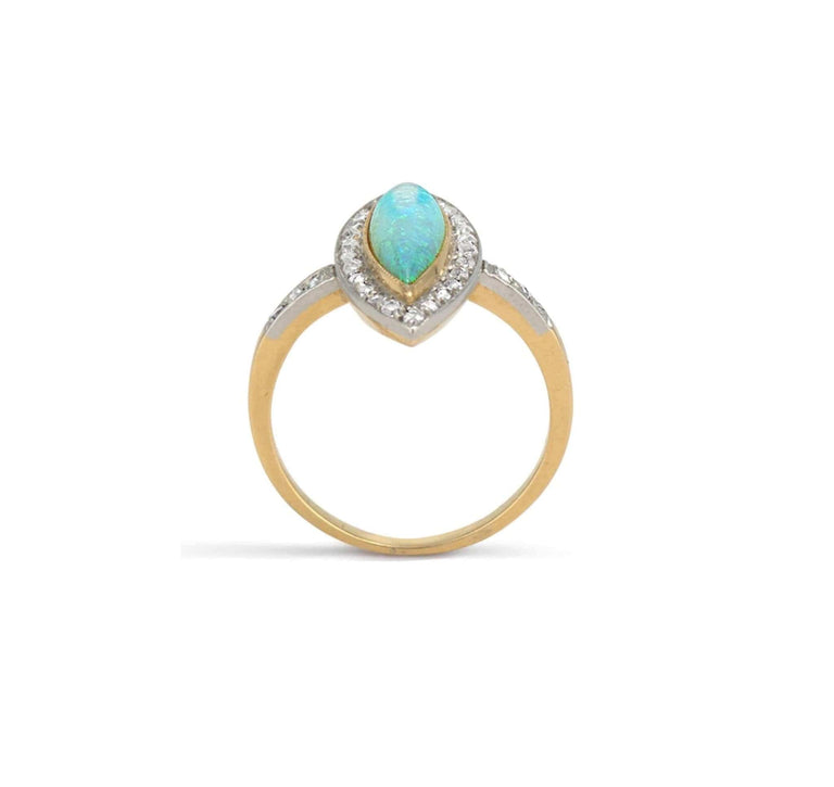 Opal & Diamond Navette Ring