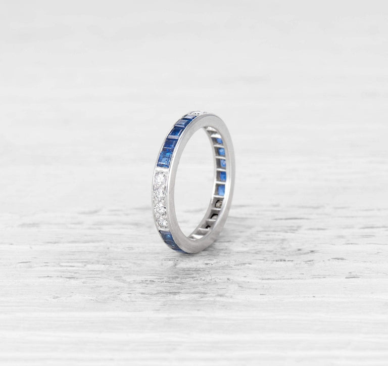 OSCAR HEYMAN SAPPHIRE AND DIAMOND ETERNITY BAND