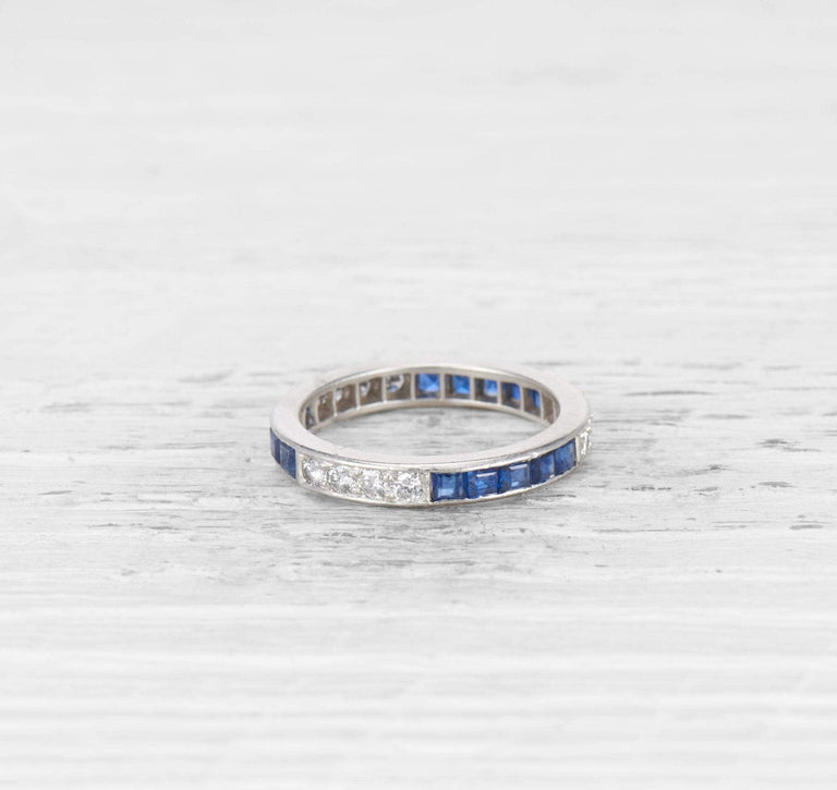 OSCAR HEYMAN SAPPHIRE AND DIAMOND ETERNITY BAND