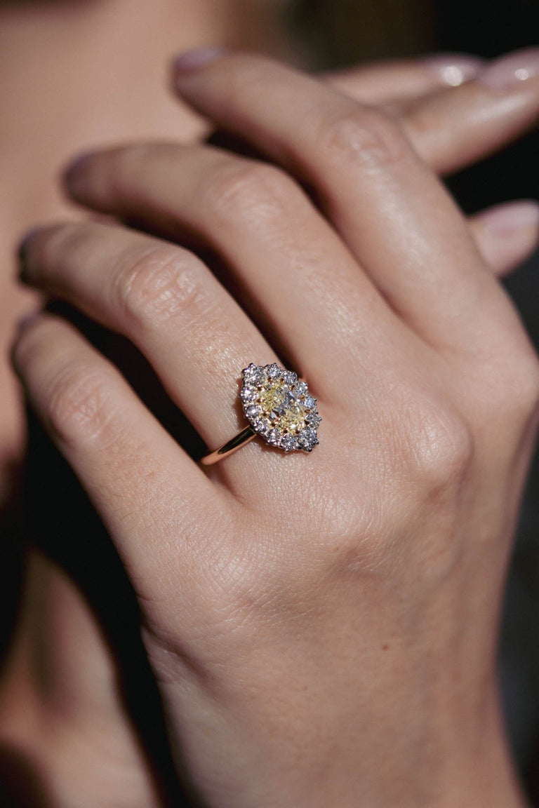 Oval Leia 1.53ct Edwardian Cluster Engagement Ring