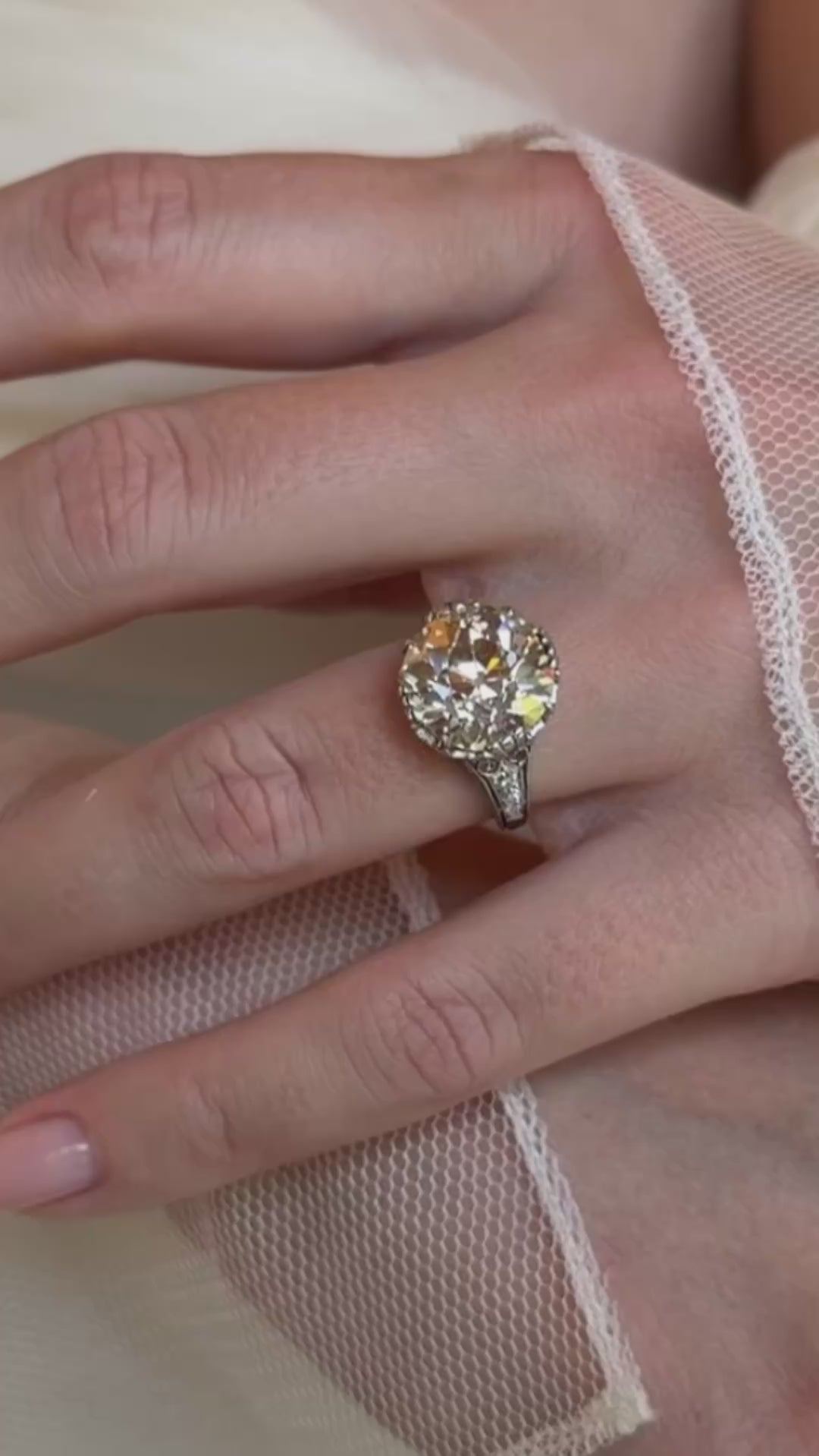 Art Deco Marcus & Co. 4.94 Carat Transitional Cut Diamond Vintage Engagement Ring
