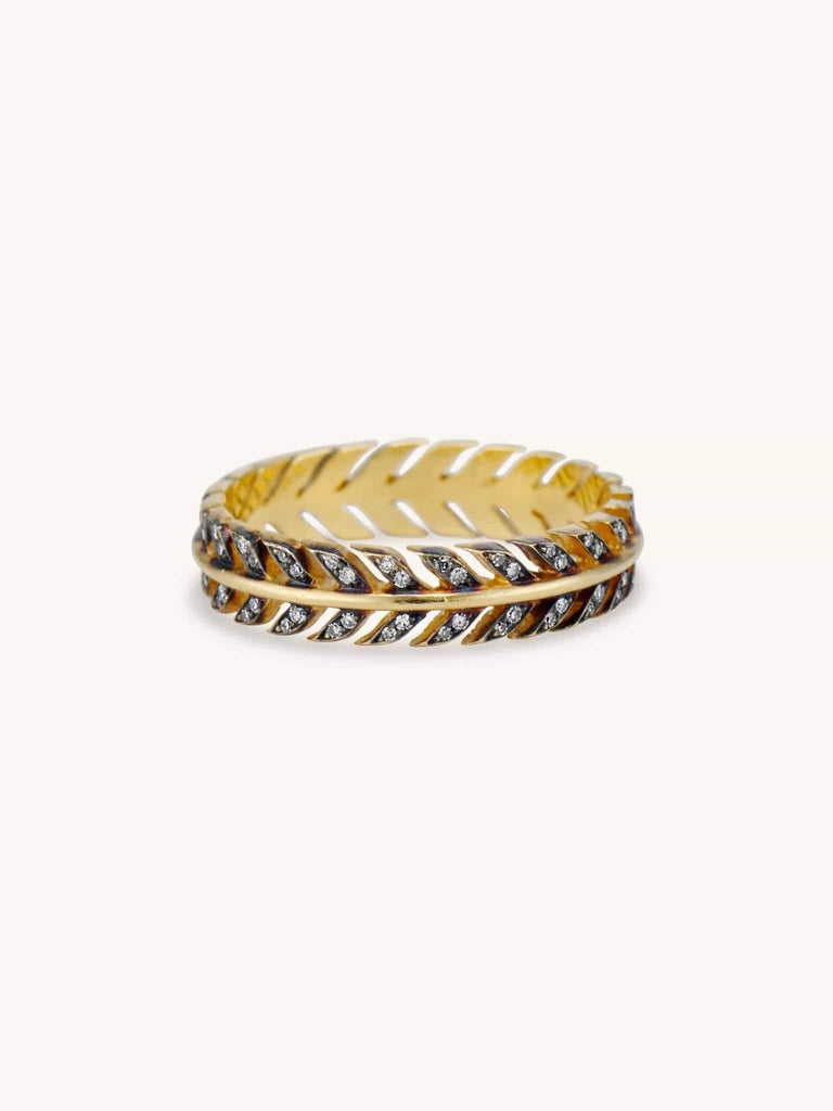 Quill with Diamonds Feather Inspired Wedding Band – Erstwhile