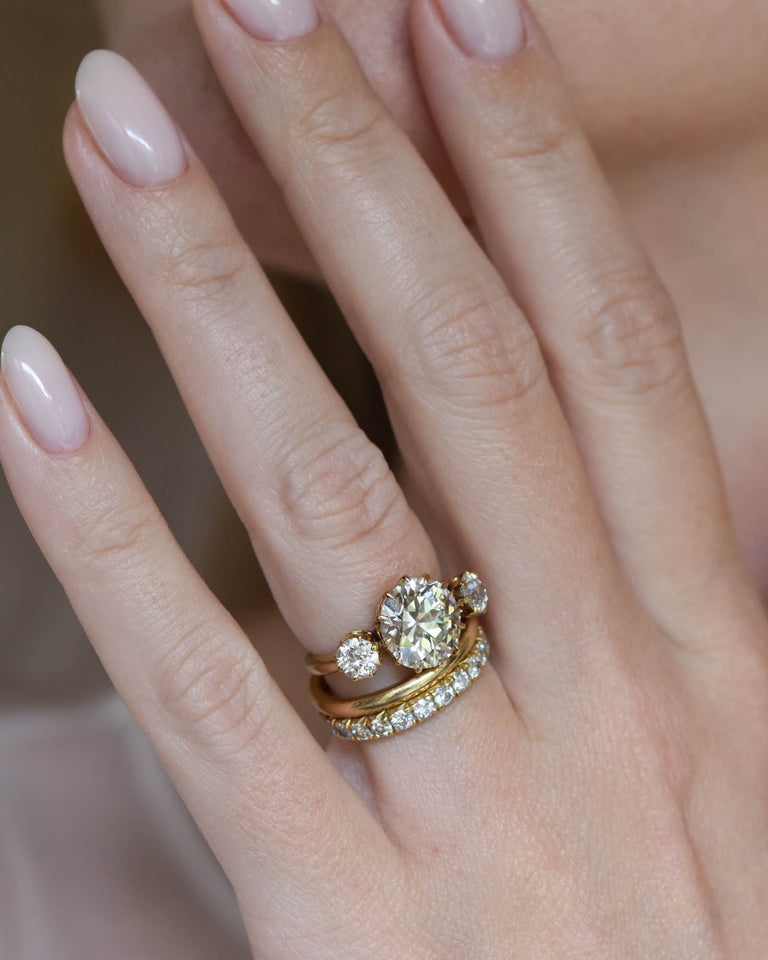 Victorian 3.04 Carat Three Stone Antique Old European Diamond Gold Engagement Ring