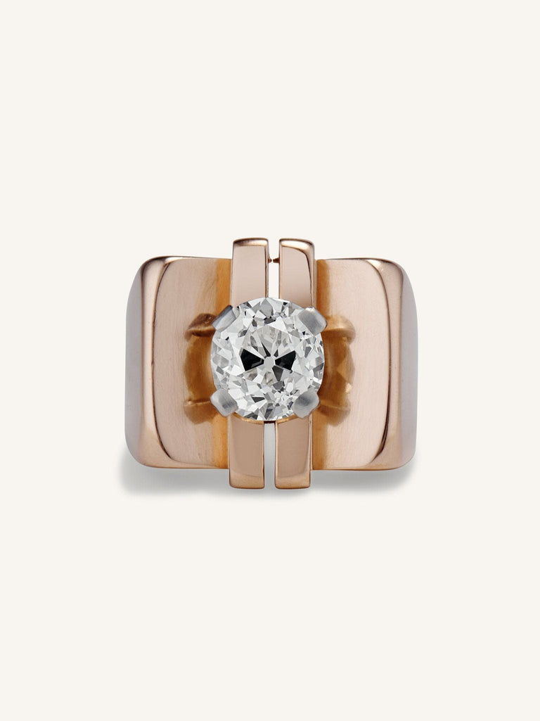 Retro 2.26 Carat Old Mine Cushion Diamond Statement Ring