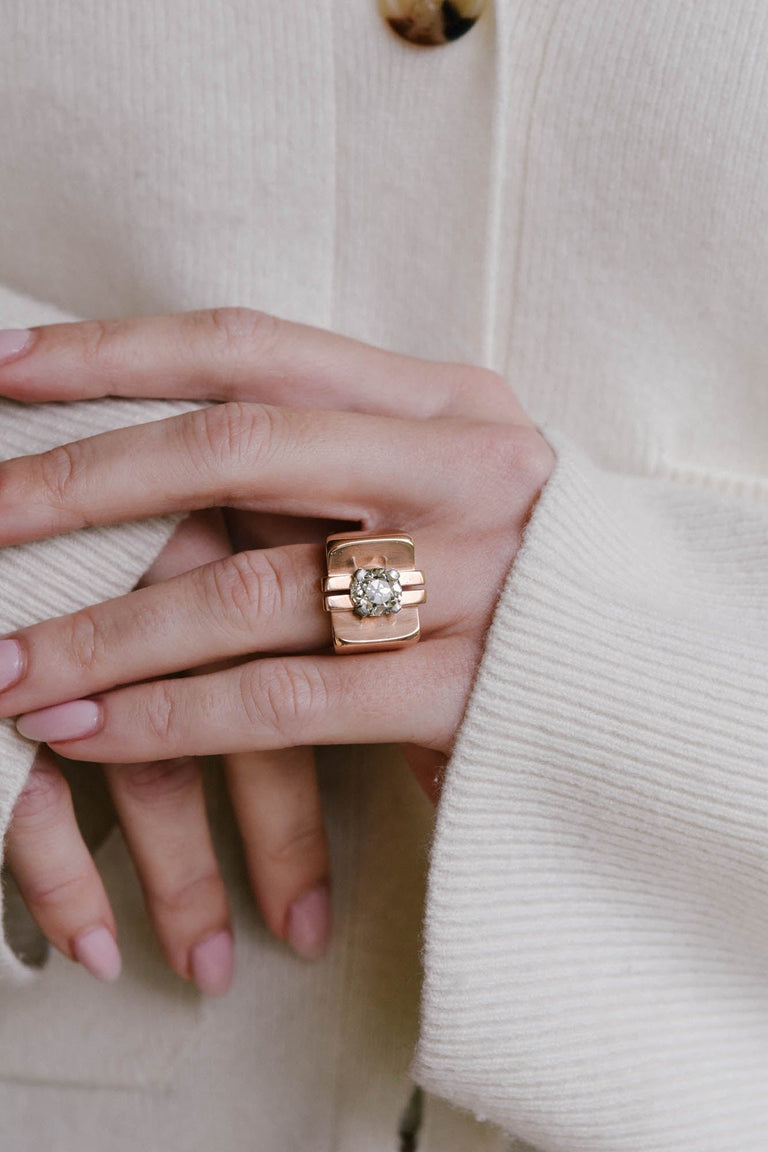 Retro 2.26 Carat Old Mine Cushion Diamond Statement Ring