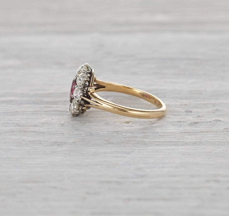 Ruby & Diamond Victorian Cluster Engagement Ring