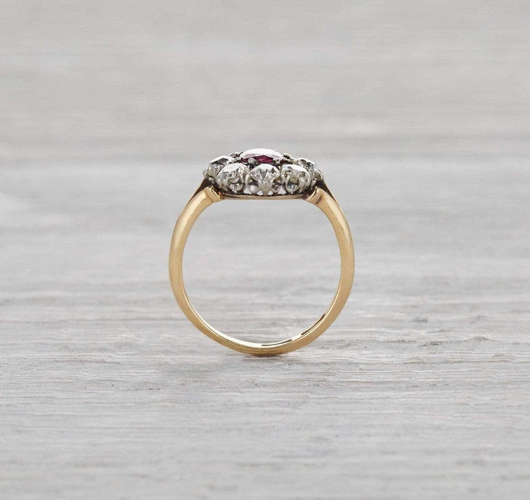 Ruby & Diamond Victorian Cluster Engagement Ring