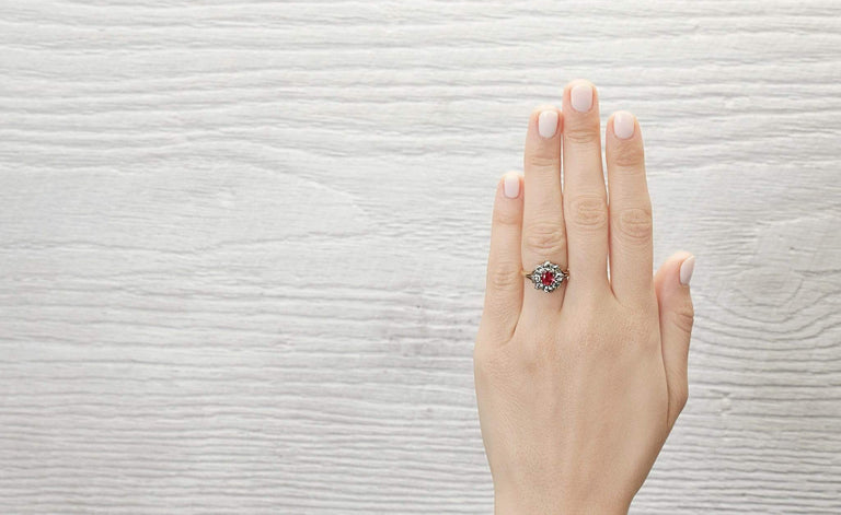 Ruby & Diamond Victorian Cluster Engagement Ring