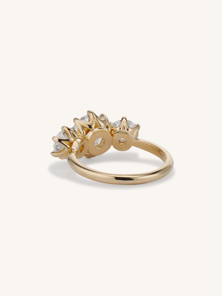 Strela Antique Three Stone Old European Cut Diamond Engagement Ring