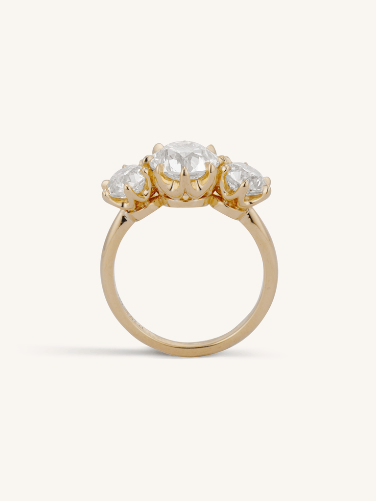 Strela Antique Three Stone Old European Cut Diamond Engagement Ring