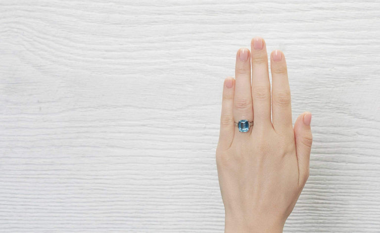 Three Carat Art Deco Aquamarine Ring