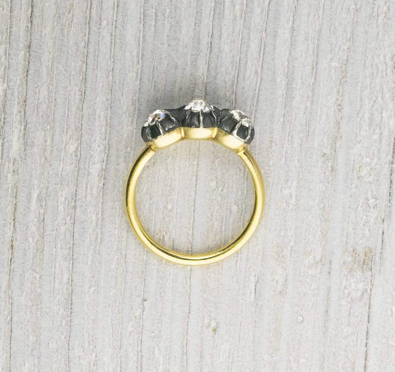 Three Stone Yellow Gold Engagement Ring