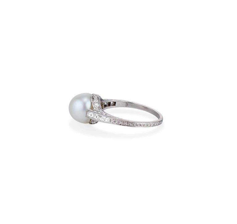 Tiffany & Co 1920s Natural Pearl Diamond Ring