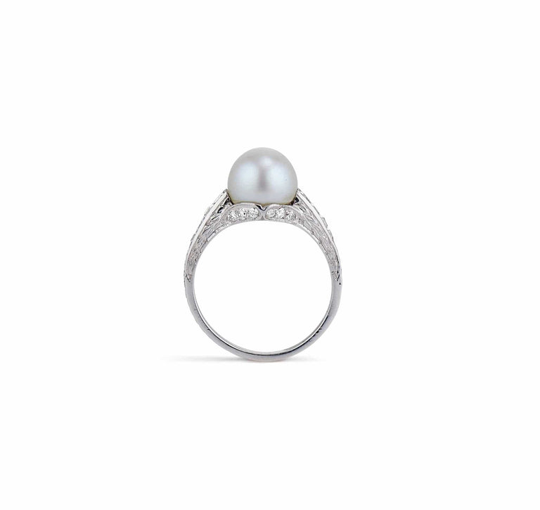 Tiffany & Co 1920s Natural Pearl Diamond Ring