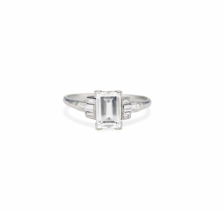 Tiffany & Co. Art Deco 1.61 Emerald Cut Diamond Engagement Ring