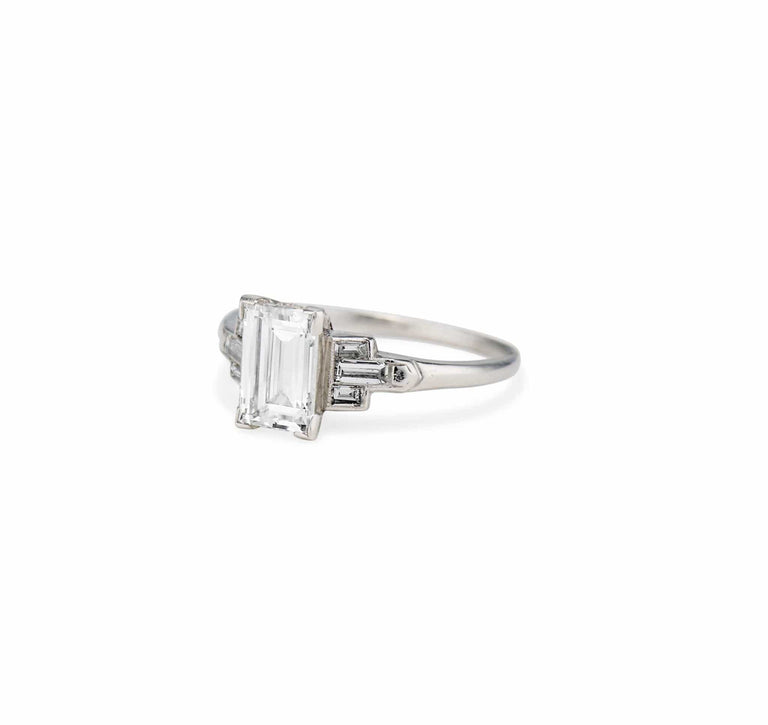 Tiffany & Co. Art Deco 1.61 Emerald Cut Diamond Engagement Ring