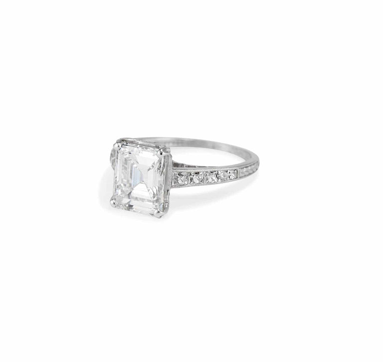 Tiffany & Co. Art Deco 2.70 Carat Emerald Cut Diamond Ring