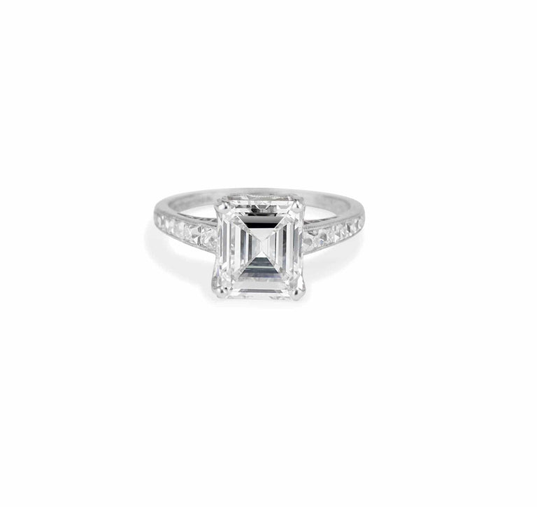 Tiffany & Co. Art Deco 2.70 Carat Emerald Cut Diamond Ring