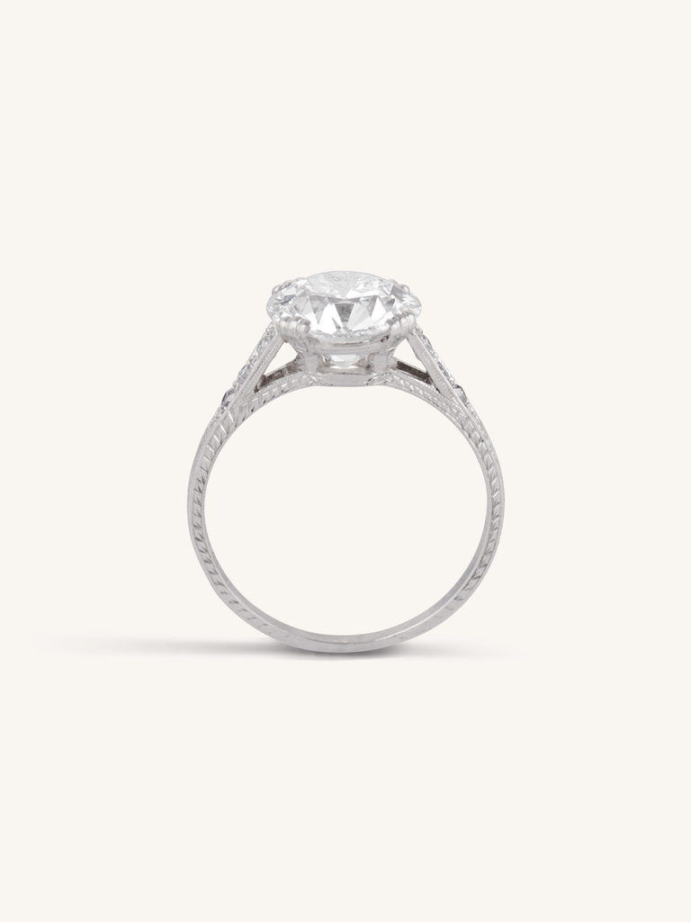 Tiffany & Co. Art Deco 2.70 Carat Old European Diamond Engraved Engagement Ring