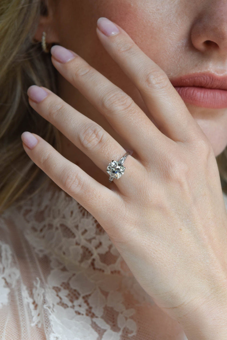 Tiffany & Co. Art Deco 3.21 Carat Old Mine Cushion Cut Diamond Vintage Engagement Ring