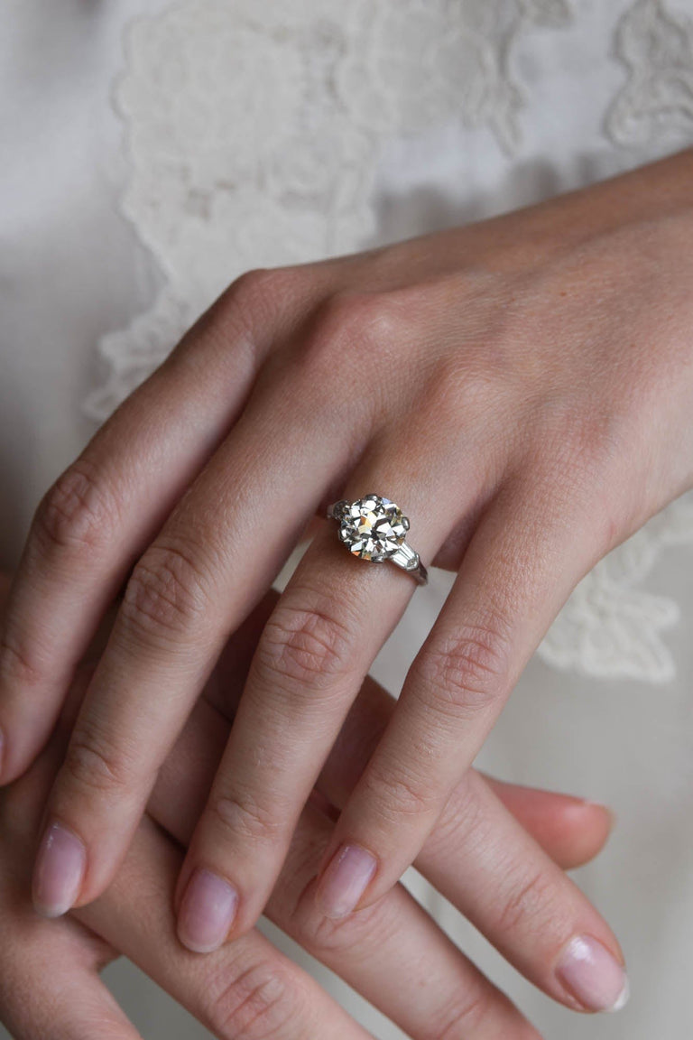 Tiffany & Co. Art Deco 3.27 Carat Old European Cut Diamond Vintage Engagement Ring