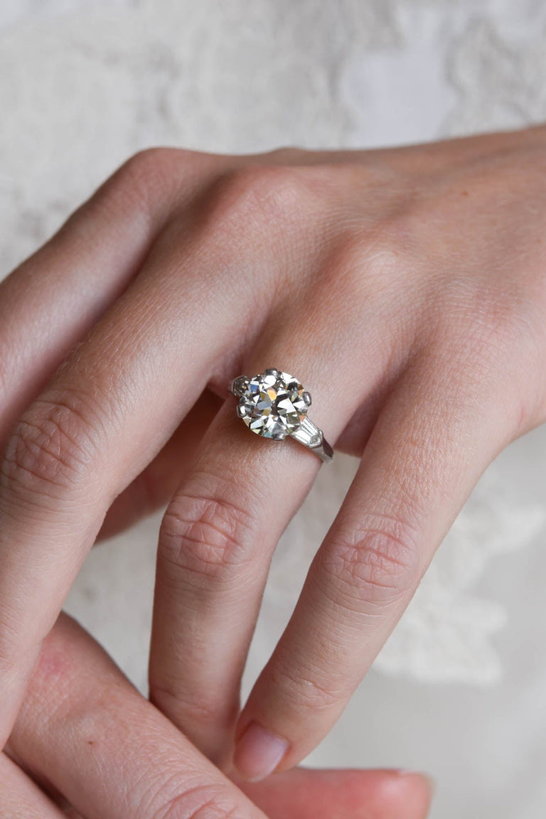Tiffany & Co. Art Deco 3.27 Carat Old European Cut Diamond Vintage Engagement Ring