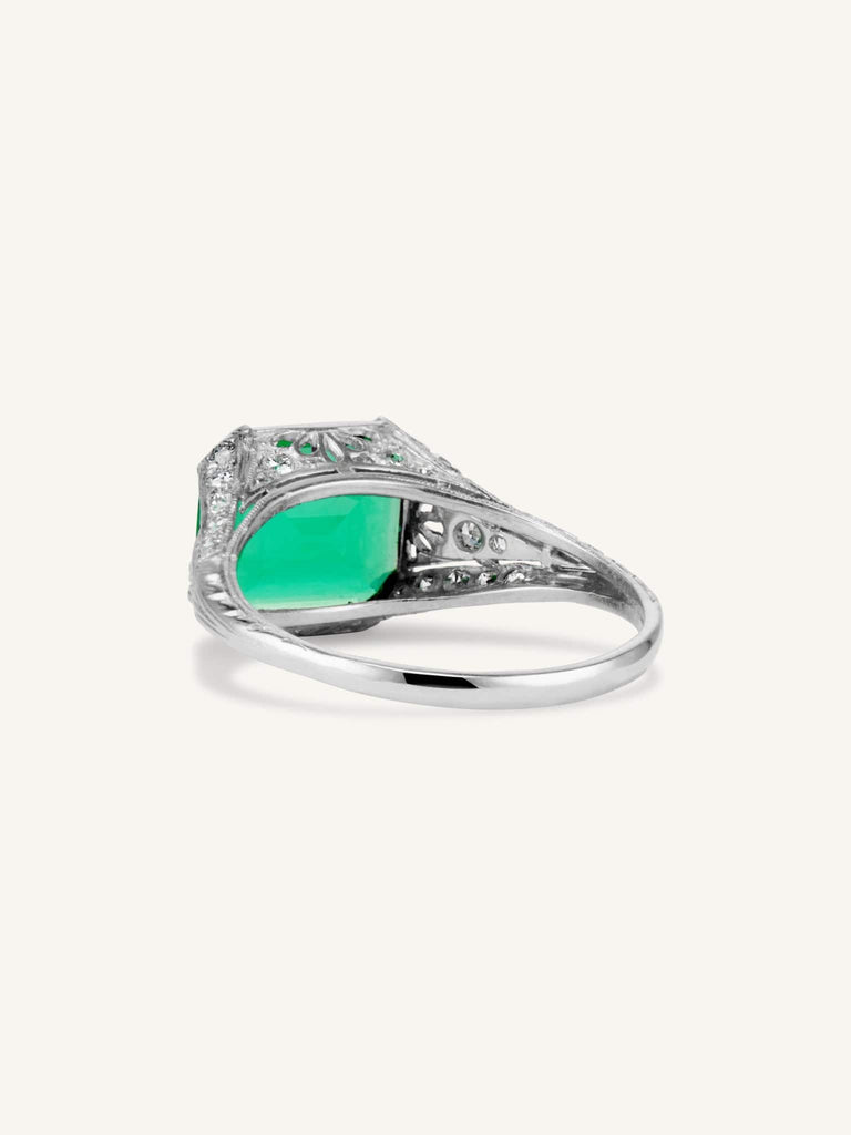 Tiffany & Co. Art Deco 1.83 Carat Colombian Emerald Cut Emerald Antique Ring