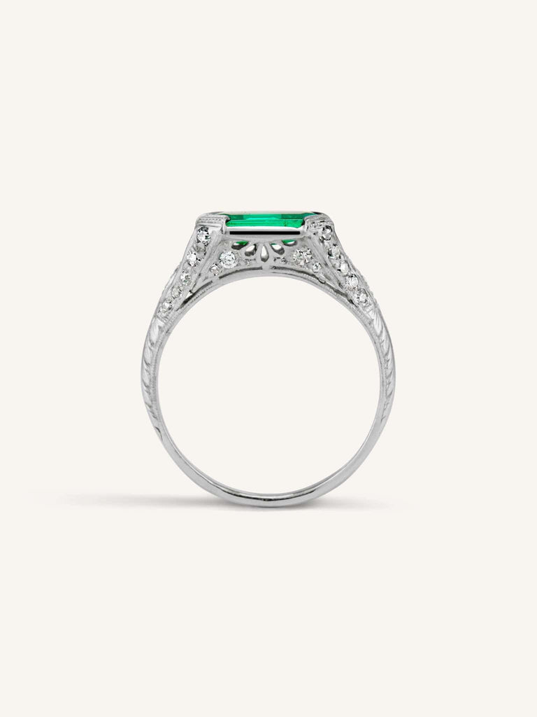 Tiffany & Co. Art Deco 1.83 Carat Colombian Emerald Cut Emerald Antique Ring