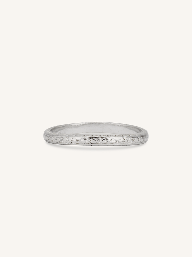 Tiffany & Co. Art Deco Engraved Platinum Vintage Wedding Band - Size 6