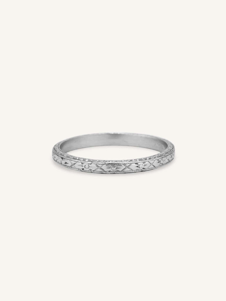 Tiffany & Co. Art Deco Forget Me Not Engraved Wedding Band