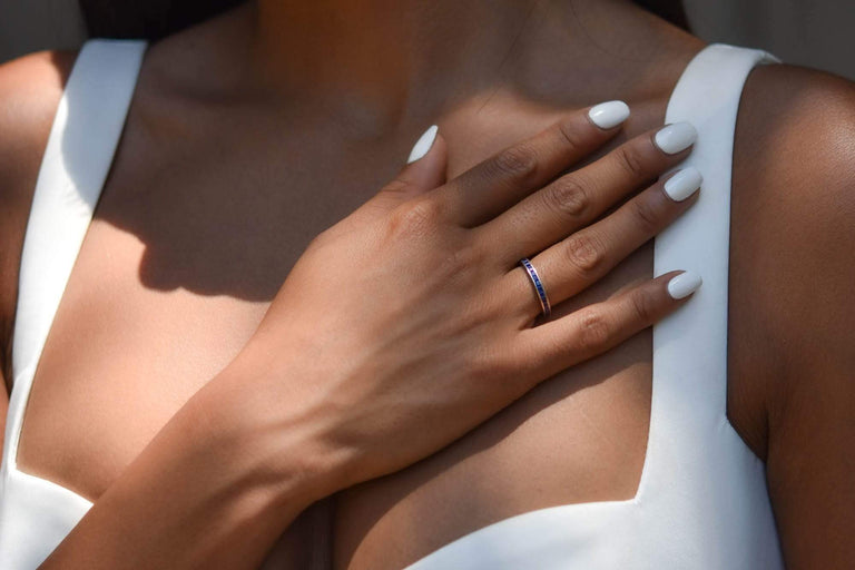 Tiffany & Co. Art Deco Sapphire and Platinum Wedding Band, American