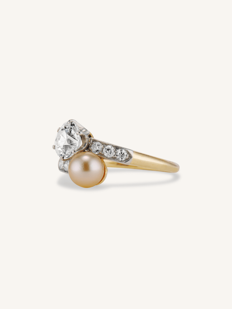 Tiffany & Co. Edwardian Pearl & Diamond Toi et Moi Ring