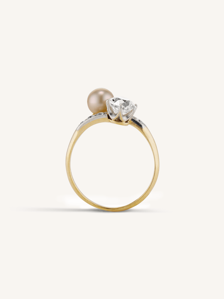 Tiffany & Co. Edwardian Pearl & Diamond Toi et Moi Ring