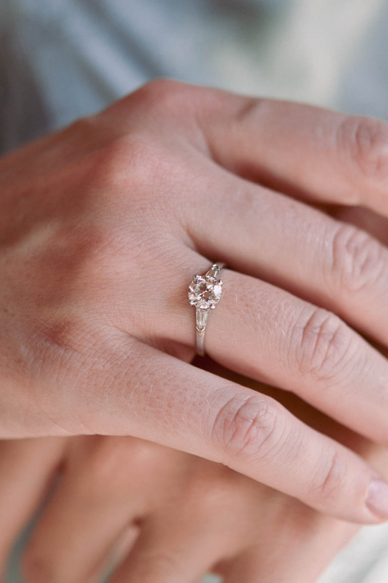 Tiffany & Co. Late Art Deco 1.01 Ct Old European Cut Diamond Platinum Vintage Engagement Ring