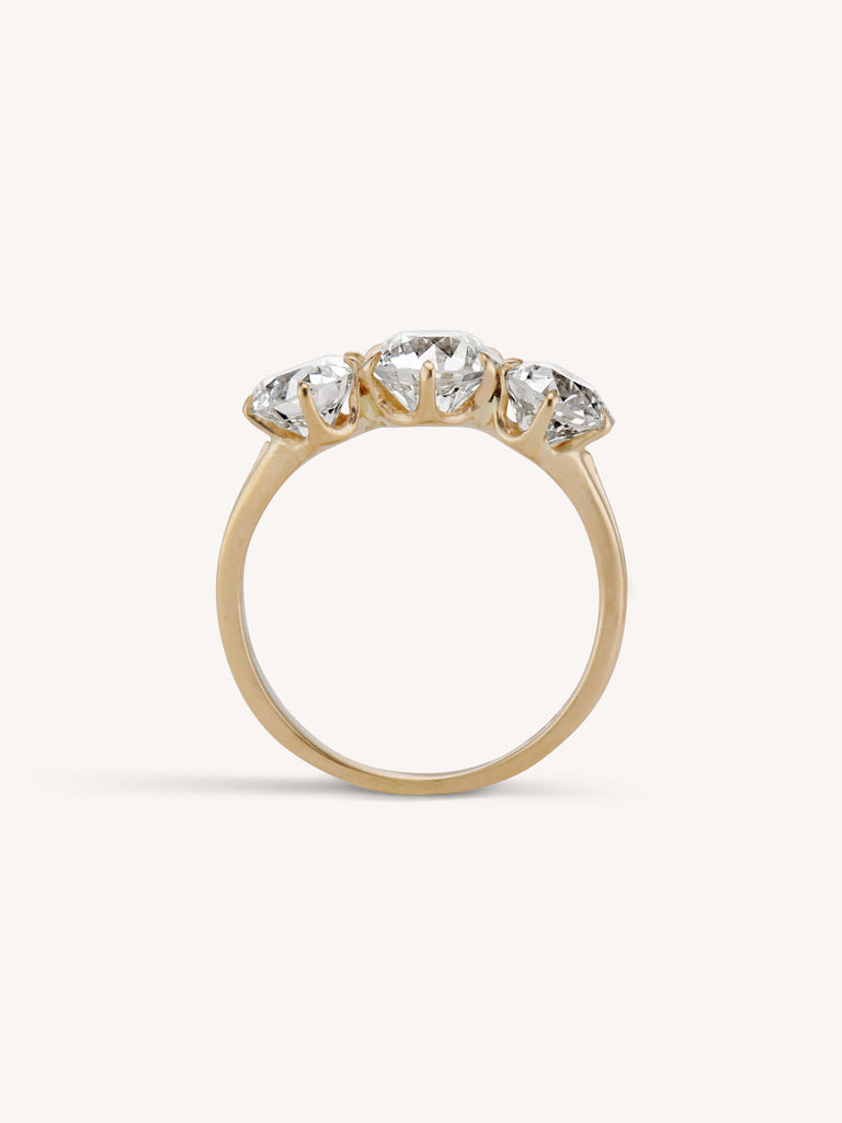 Tiffany & Co. Midcentury 3.59 Carat Old European Cut Diamond Three Stone Vintage Engagement Ring