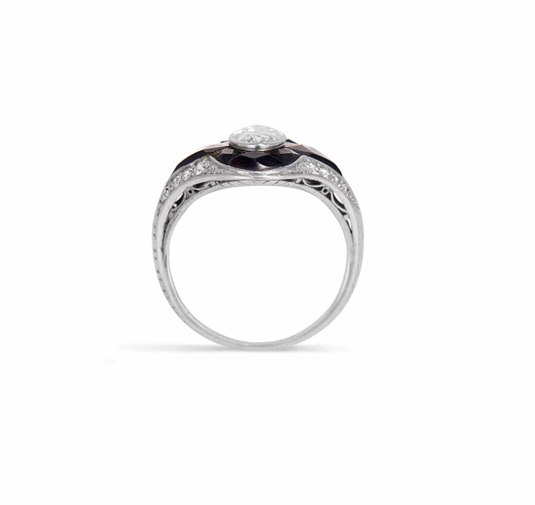 Tiffany & Co Oval Cut Diamond & Black Onyx Ring