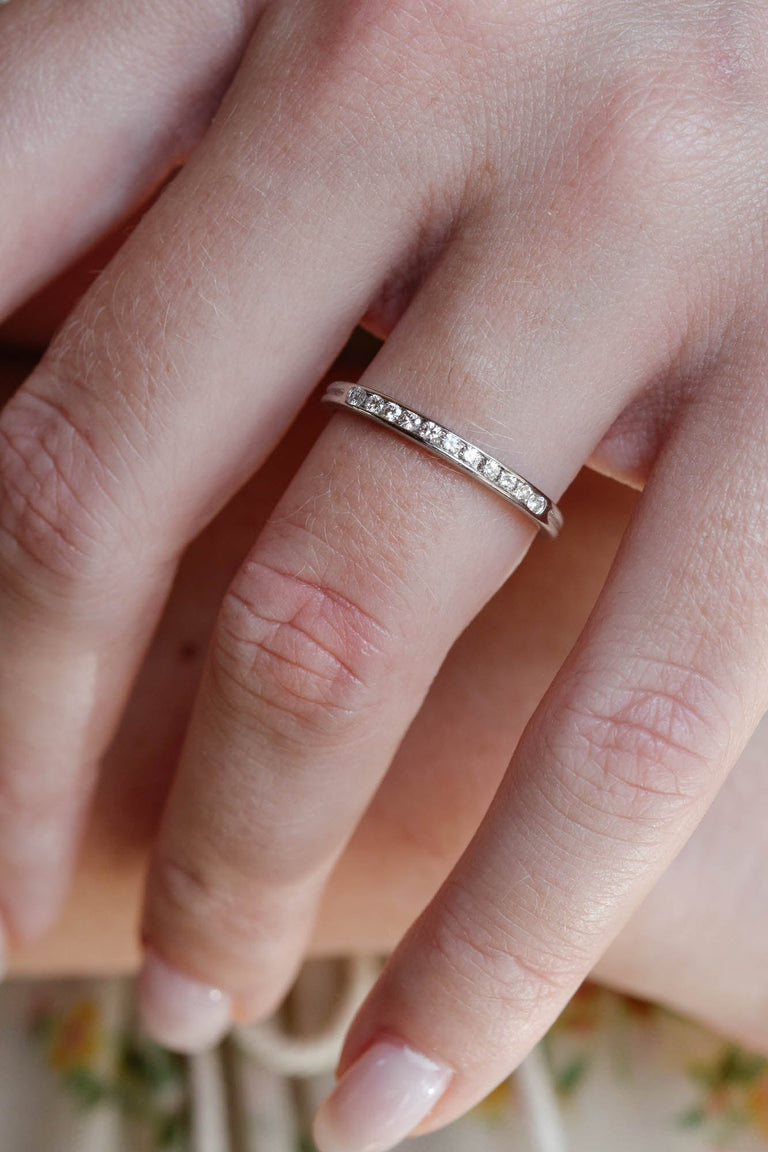 Tiffany & Co. Vintage Diamond Platinum Half Eternity Wedding Band