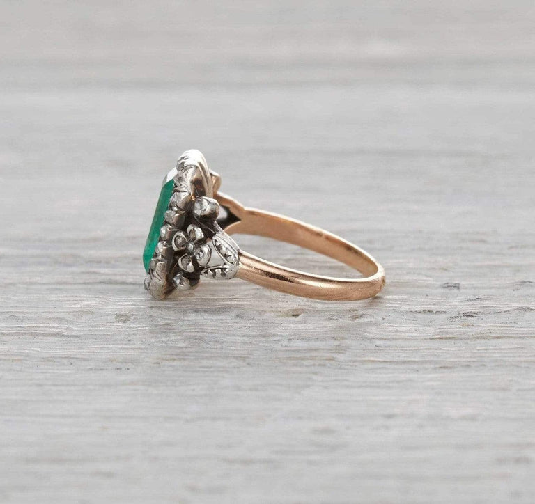 Two Carat Georgian Emerald and Diamond Ring