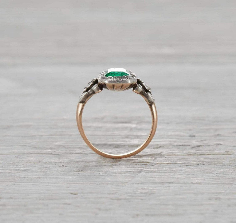 Two Carat Georgian Emerald and Diamond Ring