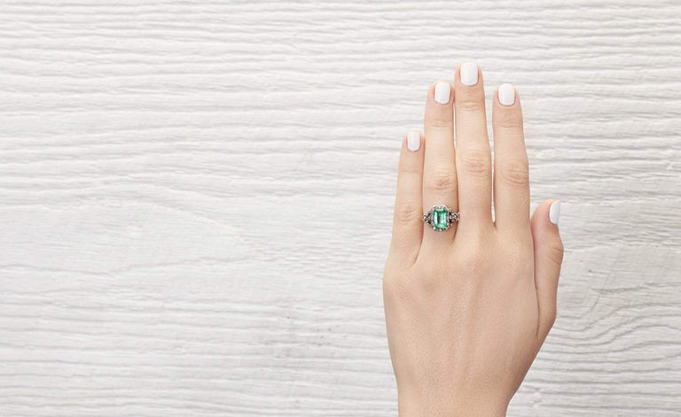 Two Carat Georgian Emerald and Diamond Ring