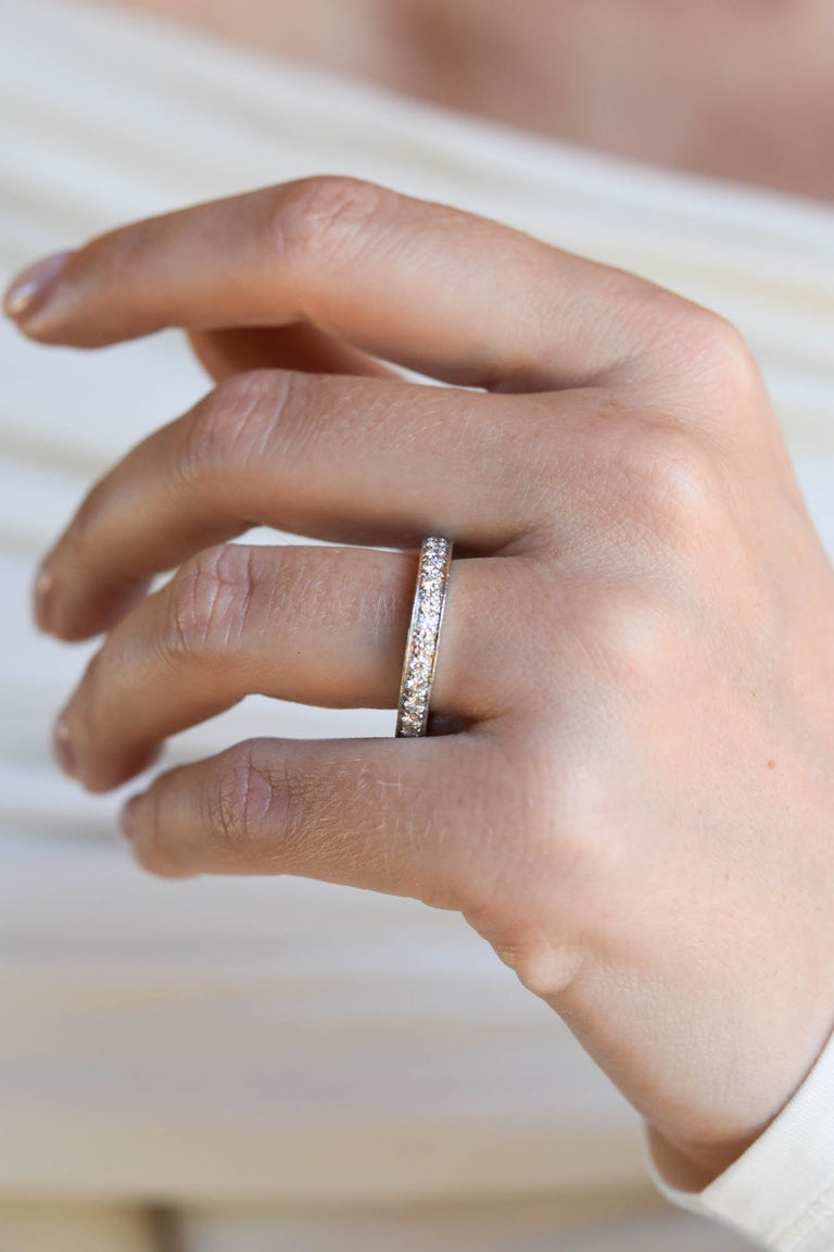 Van Cleef & Arpels Vintage Diamond Eternity Wedding Band Size 7.5