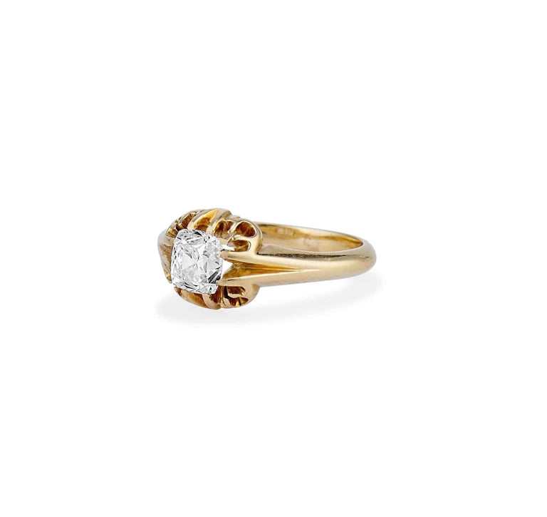 Victorian 1.01 Carat Peruzzi Cushion Cut Diamond Ring