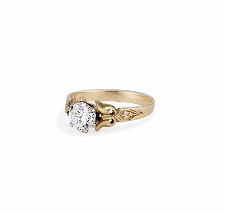 Victorian 1.02 Carat Old European Cut Diamond Solitaire Engagement Ring