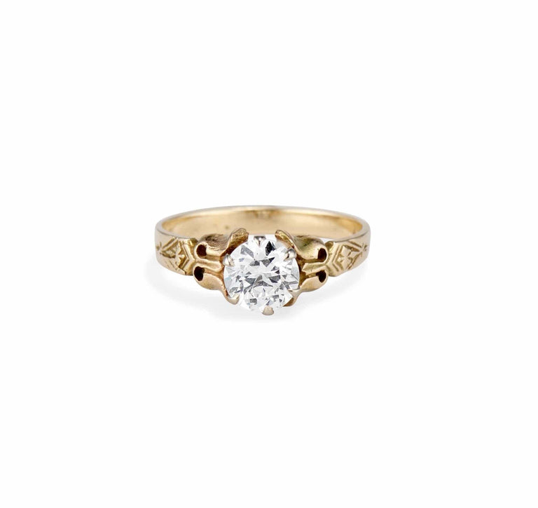 Victorian 1.02 Carat Old European Cut Diamond Solitaire Engagement Ring
