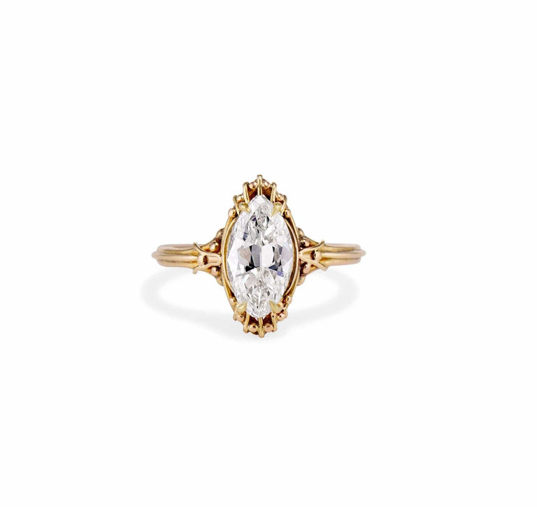 Victorian 1.19 Carat Moval Diamond Engagement Ring