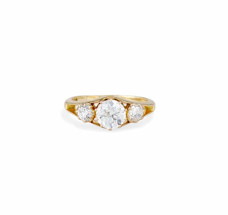 Victorian 1.25 Carat Old European Cut Diamond Three Stone Engagement Ring