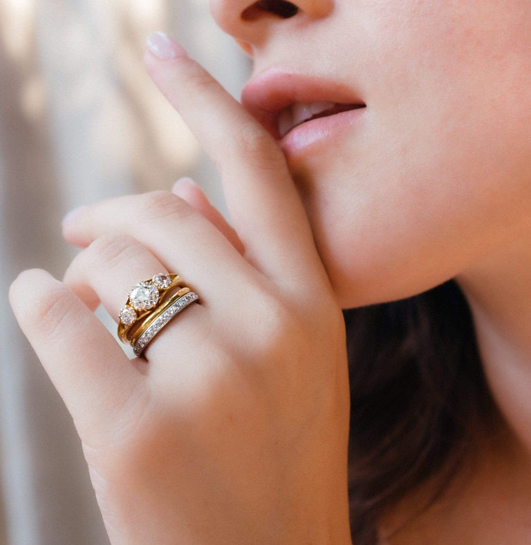 Victorian 1.25 Carat Old European Cut Diamond Three Stone Engagement Ring