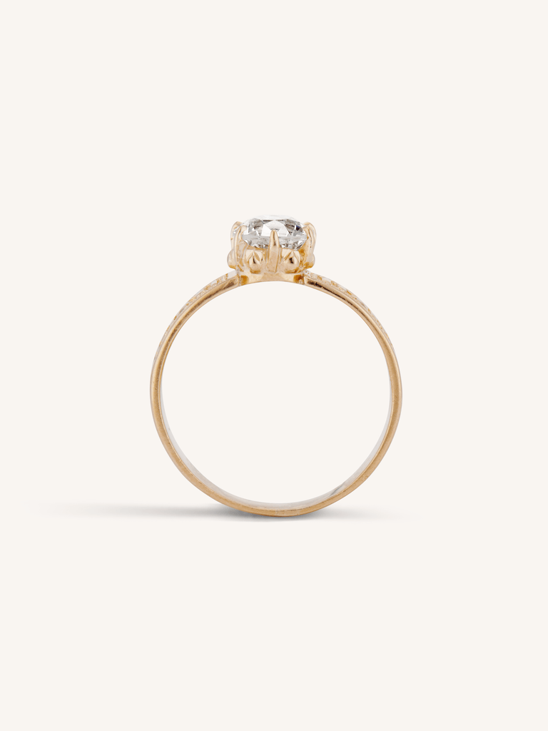 Victorian 1.28 Old European Cut Diamond Engraved Ring