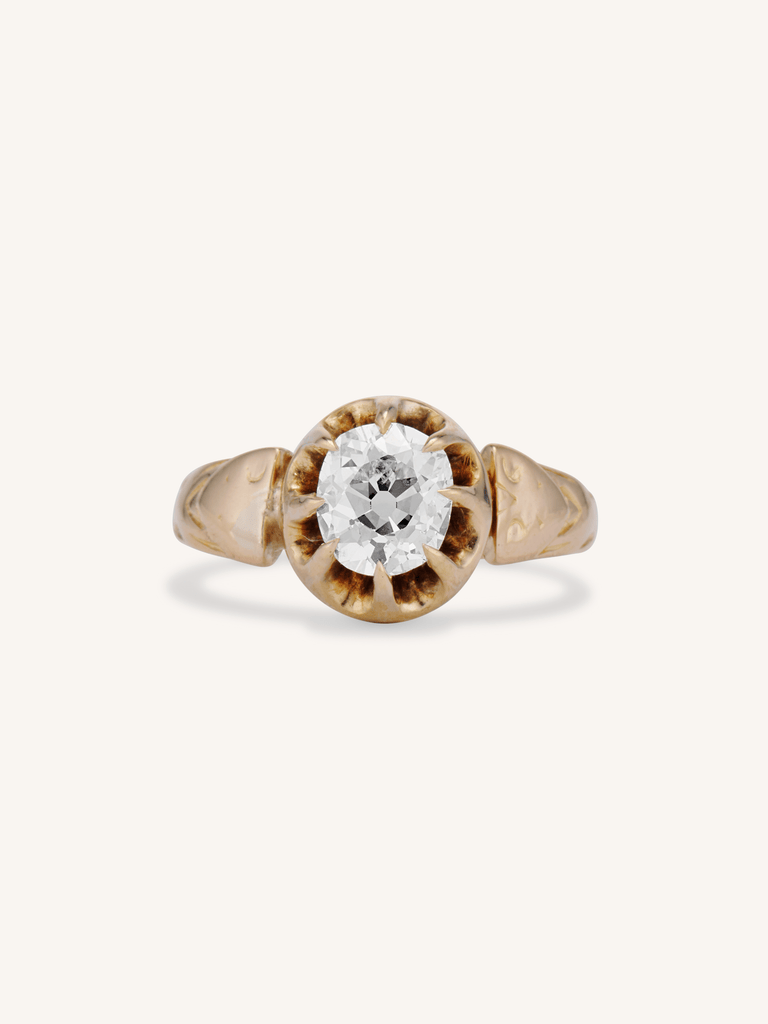Victorian 1.29 Carat Old Mine Cushion Buttercup Engagement Ring